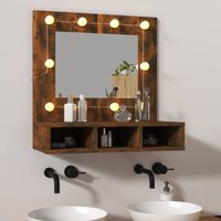 Berkfield Home Mirror Cabinet with LED Smoked Oak 60x31.5x62 cm in Brown