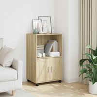 Berkfield Home Rolling Cabinet Sonoma Oak 55x40x91 cm Engineered Wood in Brown | Size: 55 x 40 x 91 cm