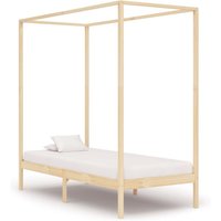 Berkfield Home Canopy Bed Frame Solid Pine Wood 100x200 cm in Brown