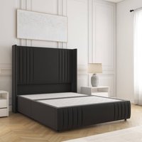 BSSPOKE Peyton Divan Bed Plush Velvet 54" Headboard & No Mattress No Drawers in Black | Size: King