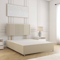 BSSPOKE Monaco Plush Velvet Divan Bed 24" Headboard & No Mattress No Drawers in Cream | Size: Double