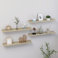 Berkfield Home Wall Shelves 4 pcs Sonoma Oak 60x9x3 cm in Brown | Size: 60 x 9 x 3 cm