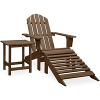 Berkfield Home Garden Adirondack Chair with Ottoman&Table Solid Fir Wood Brown