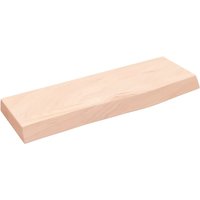 Berkfield Home Wall Shelf 60x20x4 cm Untreated Solid Wood Oak in Brown | Size: 60 x 20 x 4 cm