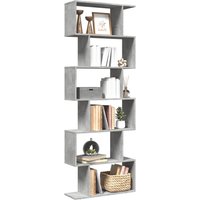 Berkfield Home Room Divider Bookcase 6-Tier Concrete Grey 70x24x193 cm Engineered Wood | Size: 70 x 24 x 193 cm