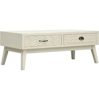 Berkfield Home Coffee Table with 2 Drawers Carving Grey 110x50x40 cm Wood | Size: 110 x 50 x 40 cm