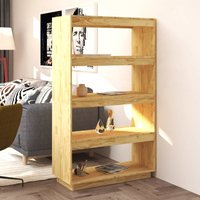 Berkfield Home Book Cabinet/Room Divider 80x35x135 cm Solid Pinewood in Brown | Size: 80 x 35 x 135 cm