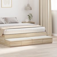 Berkfield Home Bed Drawers in Sonoma Oak - 135 x 36.5 x 16.5 cm - Made of Engineered Wood in Brown