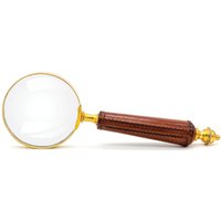 Silver Editions Cognac Leather Handled Magnifying Glass in Tan