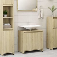 Berkfield Home Bathroom Cabinet Sonoma Oak 60x33x61 cm Engineered Wood in Brown | Size: 60 x 33 x 61 cm