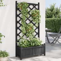 Berkfield Home Planter with Trellis Black Solid Wood Fir