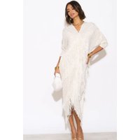 Layers Multi Fringed Tassel Pleated Midi Dress