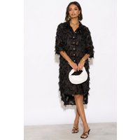 Feather Look & Star Pattern Shirt Dress