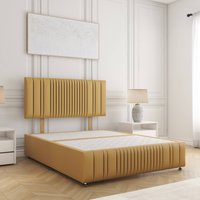 BSSPOKE Rosie Divan Bed Plush Velvet 24" Headboard & No Mattress No Drawers in Mustard | Size: Super King