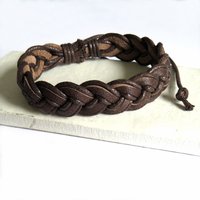 Aye Do Gifts Men's Brown Pleated Real Leather Bracelet | Size: 8 inches
