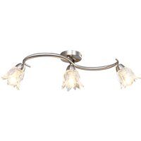 Berkfield Home Ceiling Lamp with Transparent Glass Shades for 3 E14 Bulbs Tulip in Black