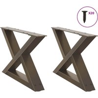 Berkfield Home Coffee Table Legs 2 pcs Natural Steel 50x(30-31.3) cm Steel in Brown