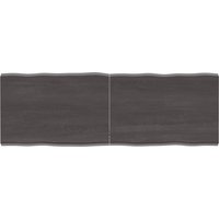 Berkfield Home Table Top Dark Grey 140x50x(2-4) cm Treated Solid Wood Live Edge in Brown