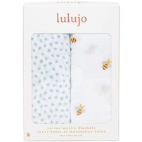 Lulujo 2-pack Cotton Swaddles - Bees / Dots