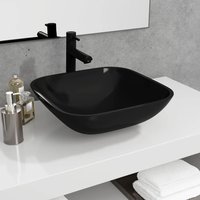 Berkfield Home Basin Glass 42x42x14 cm Black | Size: 42 x 42 x 14 cm