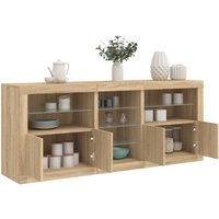Berkfield Home Sideboard with LED Lights Sonoma Oak 162x37x67 cm in Brown | Size: 162 x 37 x 67 cm