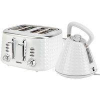 Geepas "Argyle" Matching 1.5L Cordless Jug Kettle & 4 Slice Toaster Set in White
