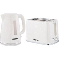 Geepas Skye Collection 1.7L Kettle & 2 Slice Bread Toaster Combo Set in White