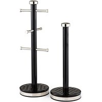 Geepas "Argyle" Mug Tree & Towel Pole Set Mug Tree & Towel Pole Set in Black