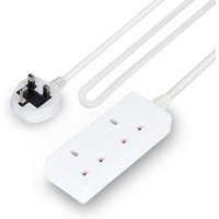 Geepas 2 Gang Extension Lead, 3M/5m/10m Cable Options 13A in White | Size: 10m (10000mm) x 52 cm (520mm)
