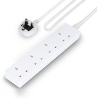 Geepas 4 Gang Extension Lead, 2M Cable 4-Way Plug Extension Cable 13A in White