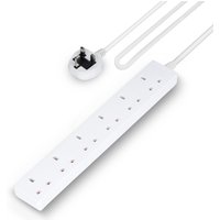 Geepas 6 Gang Extension Lead, 2M Cable Wall Mountable 13A in White