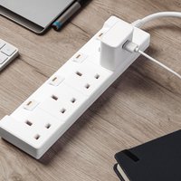 Geepas 4 Gang Extension Lead, 5M Cable 4 Socket with Individual Switches in White