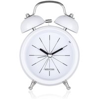Krypton Retro Alarm Clock Non-Ticking Twin Bell in White