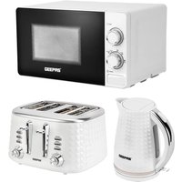 Geepas Argyle 1.7L Kettle & toaster Sets with 20L Microwave Oven Set in White
