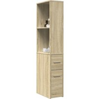 Berkfield Home Narrow Bathroom Cupboard with Wheels Sonoma Oak Engineered Wood in Brown