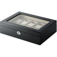 Kennett 10-Slot Wooden Watch Box - High Gloss Carbon Fibre Finish in Black