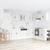 Berkfield Home Kitchen Cabinet 'Lucca' with Double Basins - White Engineered Wood