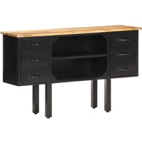 Berkfield Home Sideboard 110x30x65 cm Solid Rough Mango Wood & Steel in Brown | Size: 110 x 30 x 65 cm