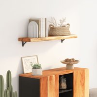 Berkfield Home Wall Shelf 100x20x2.5 cm Rectangular Solid Wood Acacia Live Edge in Brown