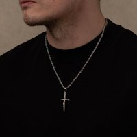 Outrage London Silver Crucifix Pendant Necklace | Size: 24 inches