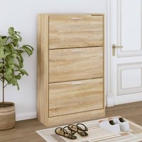 Berkfield Home Shoe Cabinet Sonoma Oak 63x24x103 cm Engineered Wood in Brown | Size: 63 x 24 x 103 cm