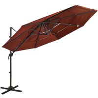 Berkfield Home 4-Tier Parasol with Aluminium Pole Terracotta 3x3 m in Brown