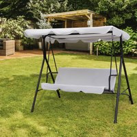 Alivio 3-Seater Garden Swing Chair with Canopy Roof & Cushioned Seat Outdoor Patio Swing Bench in Grey | Size: 1 Pack