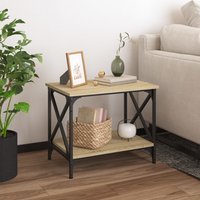 Berkfield Home Side Table Sonoma Oak 55x38x45 cm Engineered Wood in Brown | Size: 55 x 38 x 45 cm