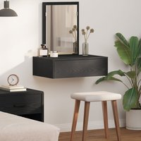 Berkfield Home Wall Hanging Dressing Table Black Oak 60x40x70 cm | Size: 60 x 40 x 70 cm