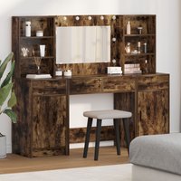Berkfield Home 3 Piece Dressing Table Set Smoked Oak Engineered Wood in Brown