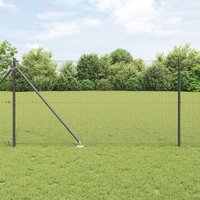 Berkfield Home Metal Fence Post Set Set of 2 Grey Metal 10 x 1 m Sturdy