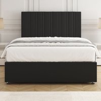 BSSPOKE Sienna Plush Velvet Divan Bed Set 24"Headboard & Mattress No Drawers in Black | Size: Super King