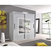 RAC3 Bedroom Sliding Wardrobe with LED | Modern Mirror Wardrobe-203cm in White