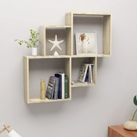 Berkfield Home Wall Cube Shelf Sonoma Oak 80x15x78.5 cm Engineered Wood in Brown